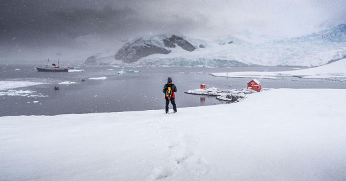 A man looking at the Antarctic landscape. (Representative Cover Image Source: Getty Images | Ruben Earth) 
