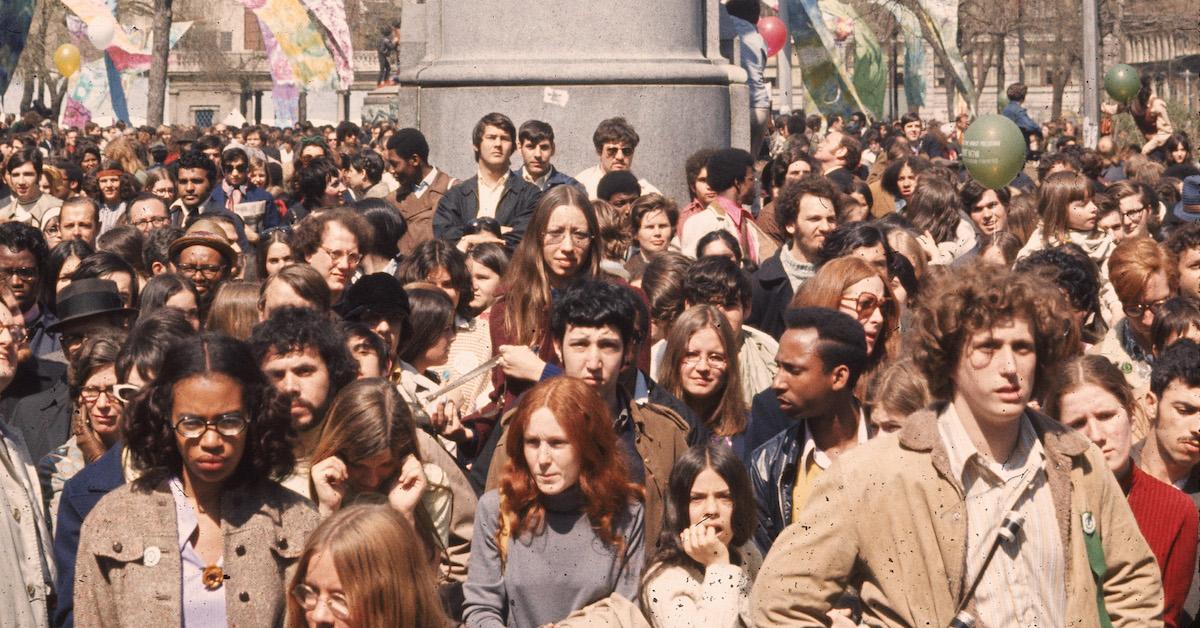 A crowd of protesters in NYC