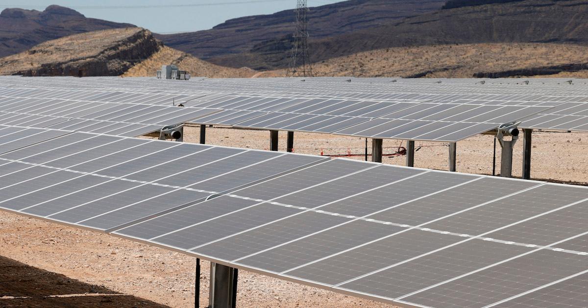 Solar array in a desert