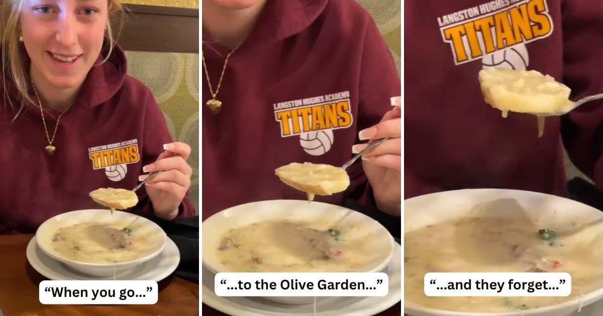 Olive Garden customer shares what she discovered in her Zuppa Toscana soup (Cover Image Source: TikTok | @misstiff1990)