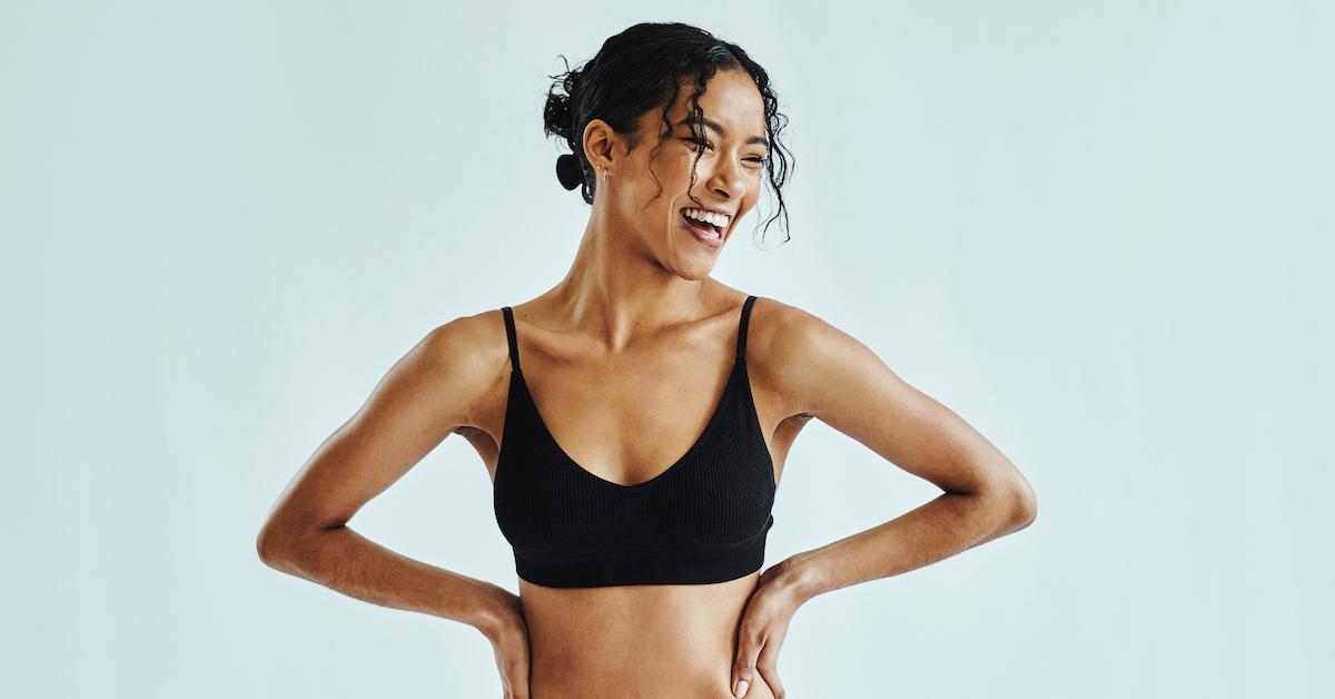 Woman in black bralette