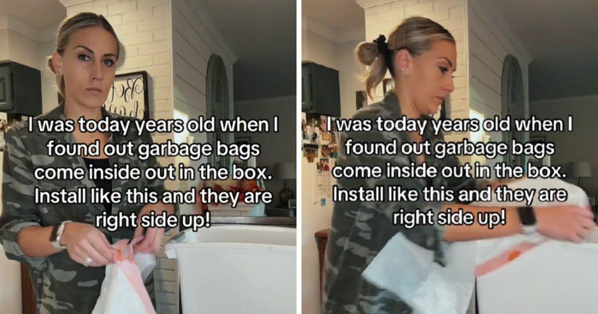 TikTok influencer demonstrating the right way to insert trash bag (Cover Image Source: TikTok | @sashadenna)