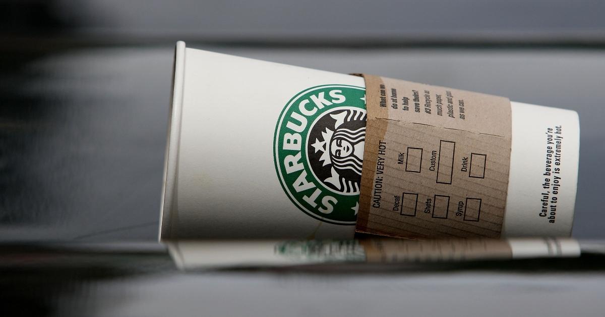 A Starbucks paper cup.