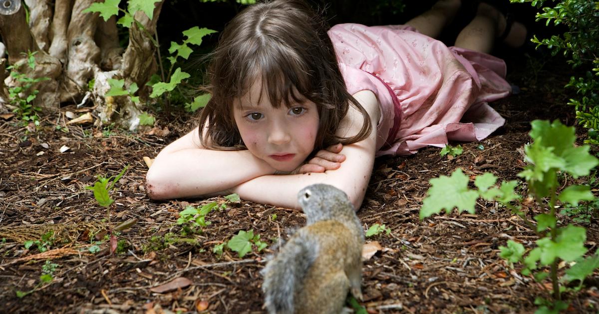 Girl and squirrel