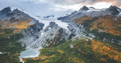 Ice melts on the Worthington Glacier in Alaska