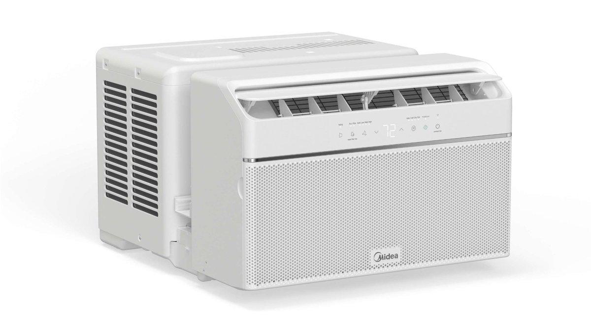 A Midea brand air conditioner is pictured.