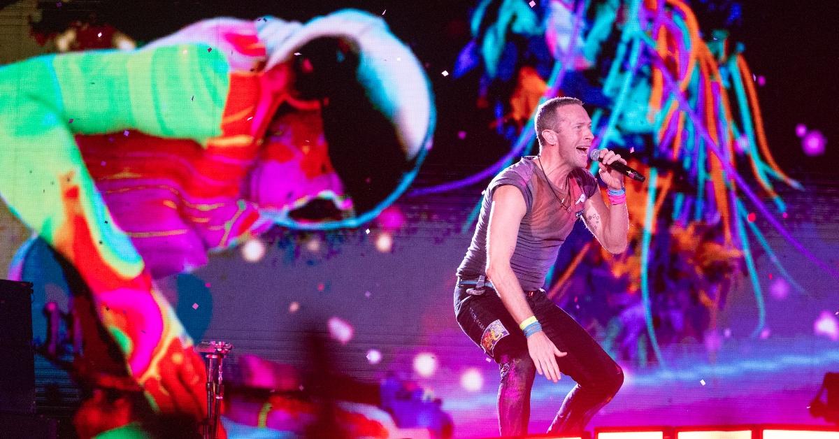 Chris Martin of the band Coldplay performs onstage in Perth, Australia in 2023. 