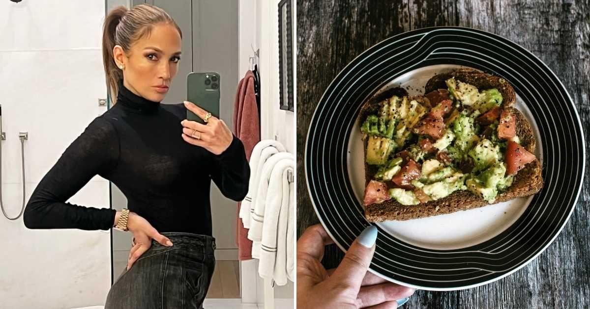(L) Popstar Jennifer Lopez looking so fit while snapping a selfie (Cover Image Source: Instagram | @jlo) | (R) A plate of a well-rounded meal full of nutrients. (Representative Cover Image Source: Pexels | Lisa From Pexels)