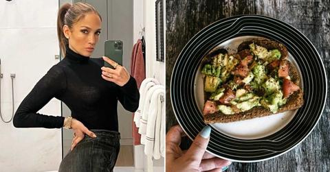 (L) Popstar Jennifer Lopez looking so fit while snapping a selfie (Cover Image Source: Instagram | @jlo) | (R) A plate of a well-rounded meal full of nutrients. (Representative Cover Image Source: Pexels | Lisa From Pexels)