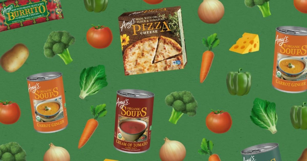 Soup and pizza options from Amy's Kitchen