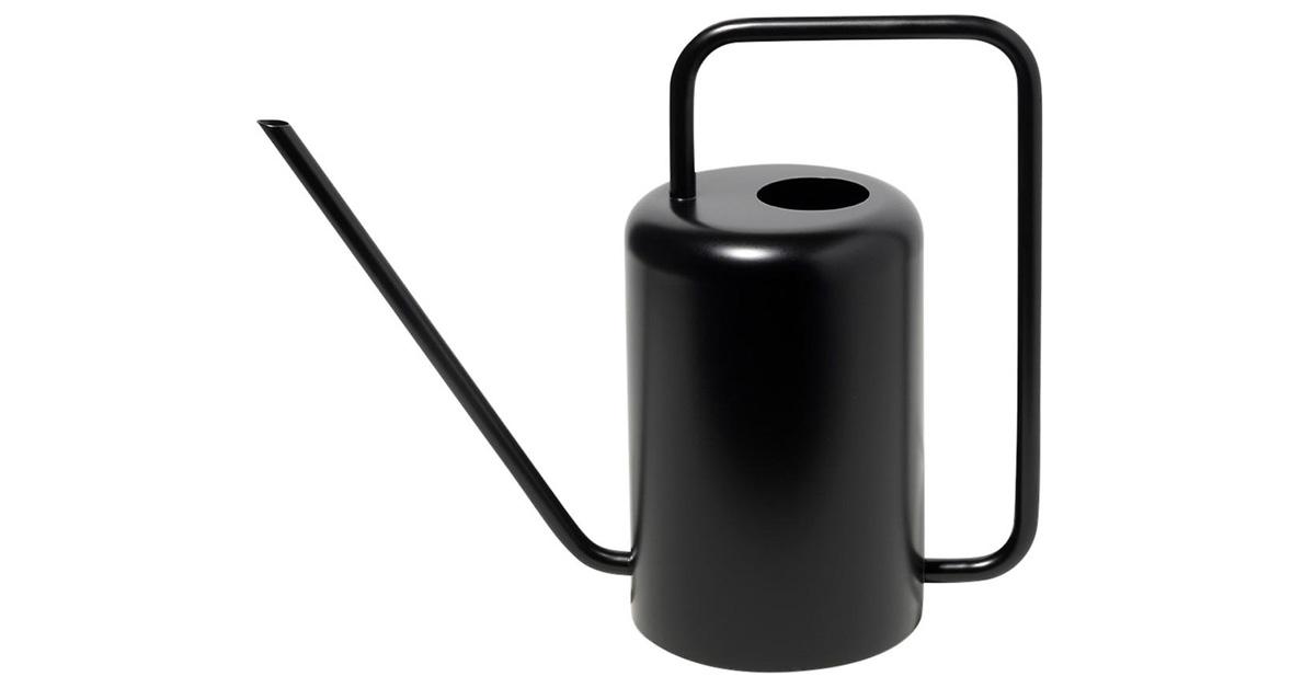 black powder-coated stainless steel watering can