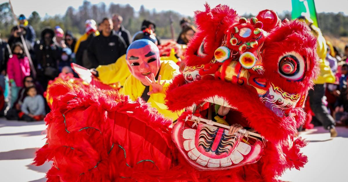 Performers dressed as dragons take part in a Lunar New Year celebration in Orlando, Florida