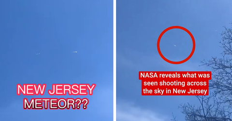 A fireball meteor streaks across the daytime sky