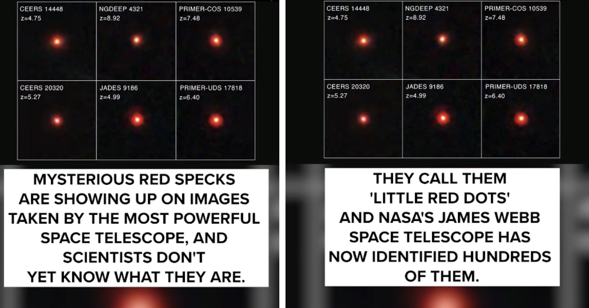Images of the red dots found by the James Webb Space Telescope