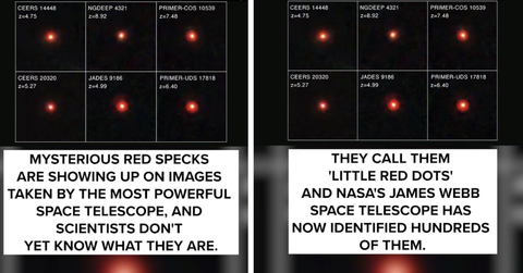 Images of the red dots found by the James Webb Space Telescope