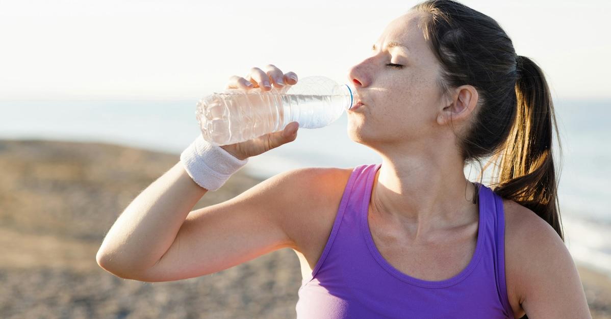 woman drinking water