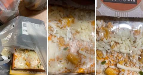 Screenshots of the video of live bugs in a Walmart pizza.