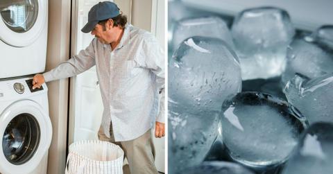 (L) Man trying to start the machine to dry his clothes; (R) Melting ice cubes scattered (Representative Cover Image Source: (L) Pexels | RDNE Stock project, (R) Pixabay | günter)