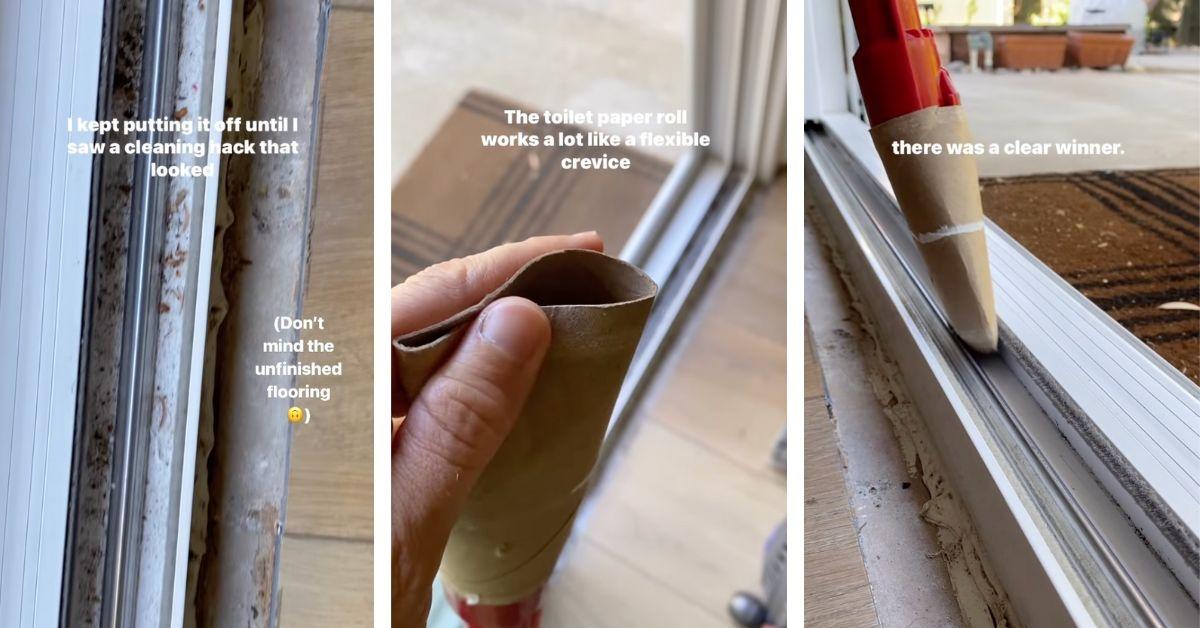 Cleaning Hack Uses a Toilet Paper Roll to Vacuum Sliding Door Tracks