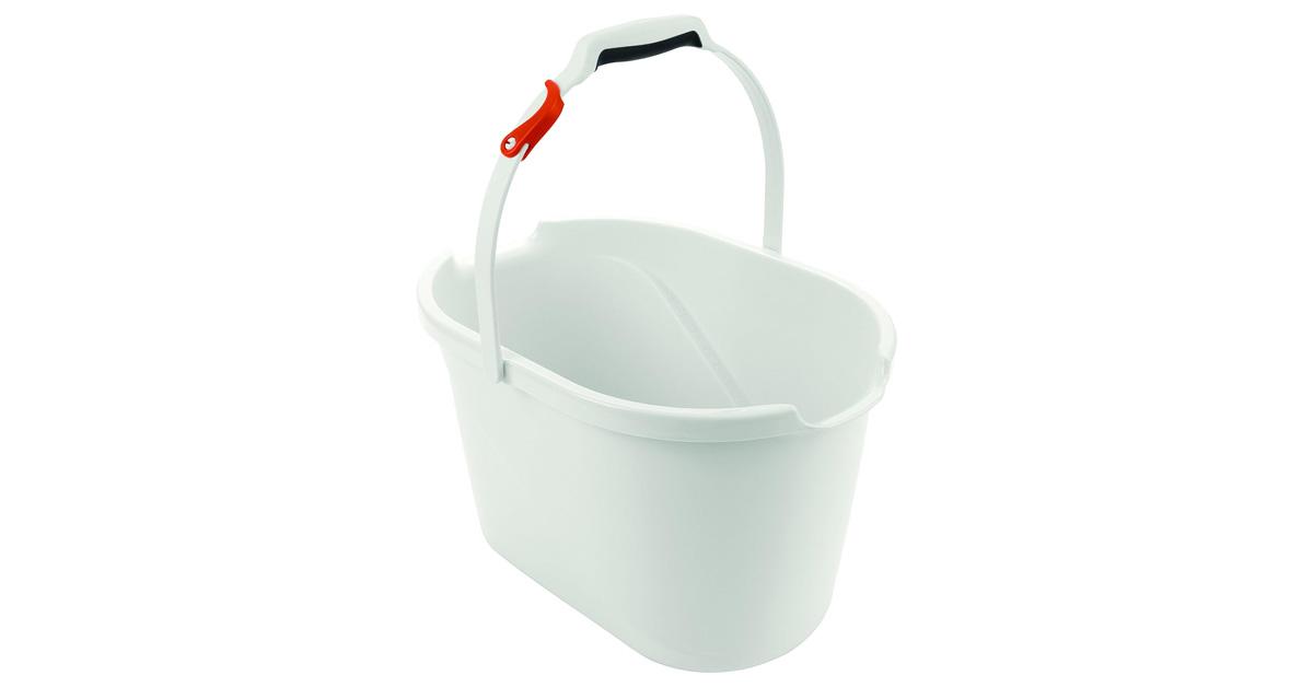 white plastic mop bucket