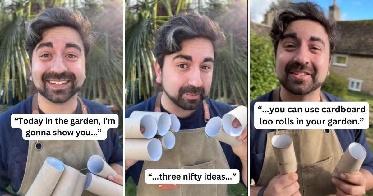 Gardener demonstrates how to repurpose empty cardboard tubes from used toilet paper rolls for gardening (Cover Image Source: TikTok | @gardening.with.ish)