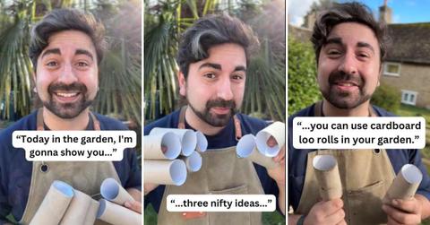 Gardener demonstrates how to repurpose empty cardboard tubes from used toilet paper rolls for gardening (Cover Image Source: TikTok | @gardening.with.ish)