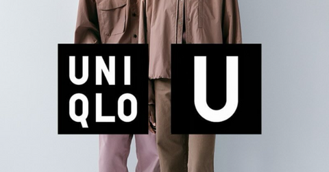 Uniqlo logo over models in matching outfits