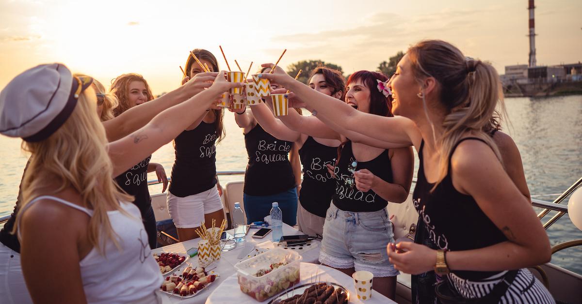 Sustainable Bachelorette Party on a Boat in Matching Shirts