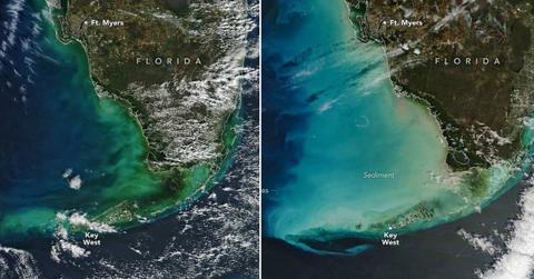 Before (Jan. 24, 2026) and after (Feb. 3, 2026) satellite images reveal the water’s dramatic color changes. (Cover Image Source: NASA)