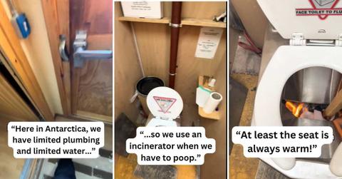 A researcher working in Antarctica explains how they use an 'incinerator toilet' to stay relieved with a limited supply of water (Cover Image Source: TikTok | @uofr_icecores)