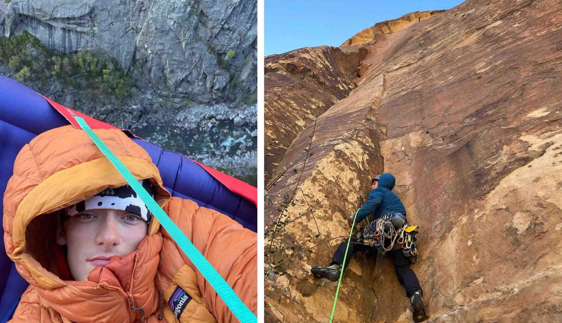 Two pictures depict Balin Miller outdoors.