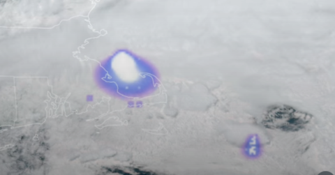 A satellite map shows heat signals
