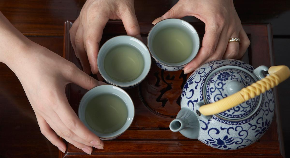 Cups of green tea