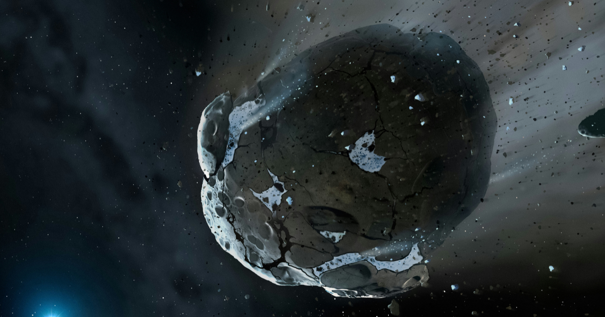 A rendering of what an asteroid may look like from space
