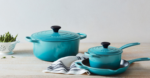 green pots and pans