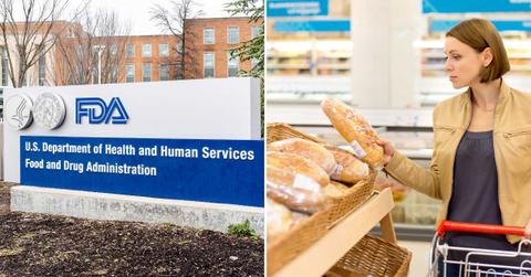 (L) The U.S. Food and Drug Administration office logo; (R) A person buying cornbread in the supermarket. (Representative Cover Image Source: Getty Images | (L) JHVEPhotos; (R) 97)