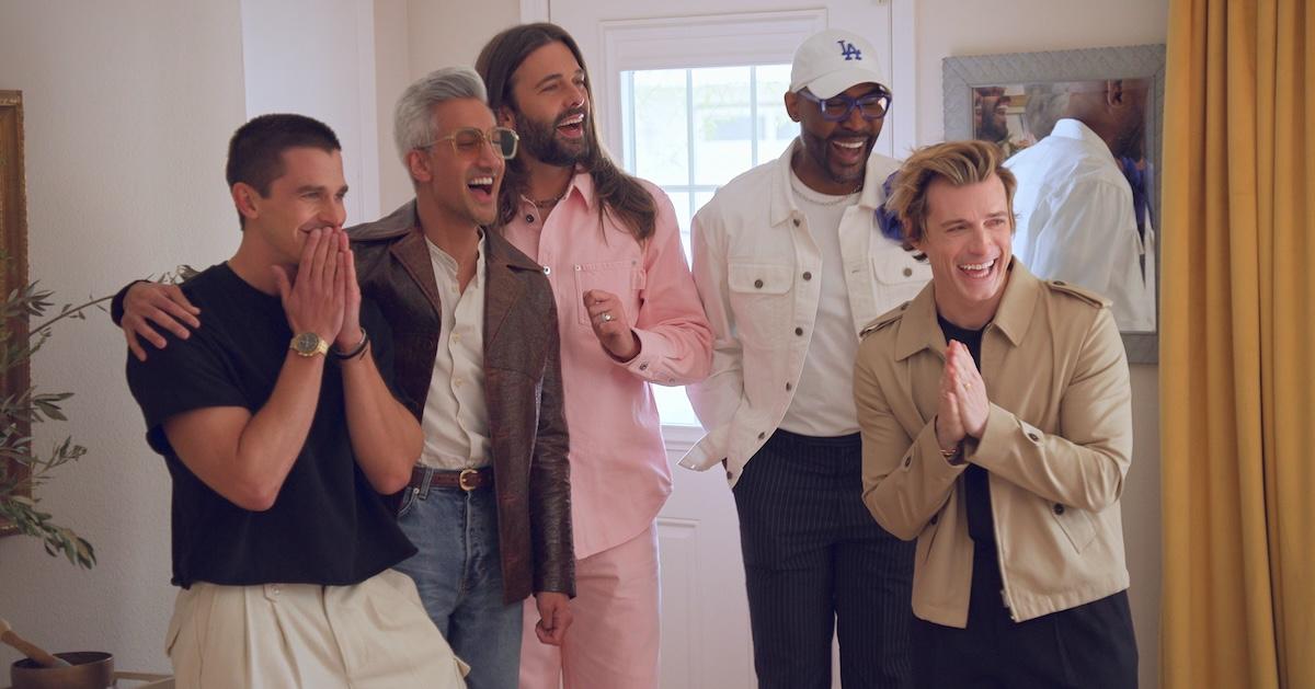 Antoni Porowski, Tan France, Jonathan Van Ness, Karamo Brown, and Jeremiah Brent stand together