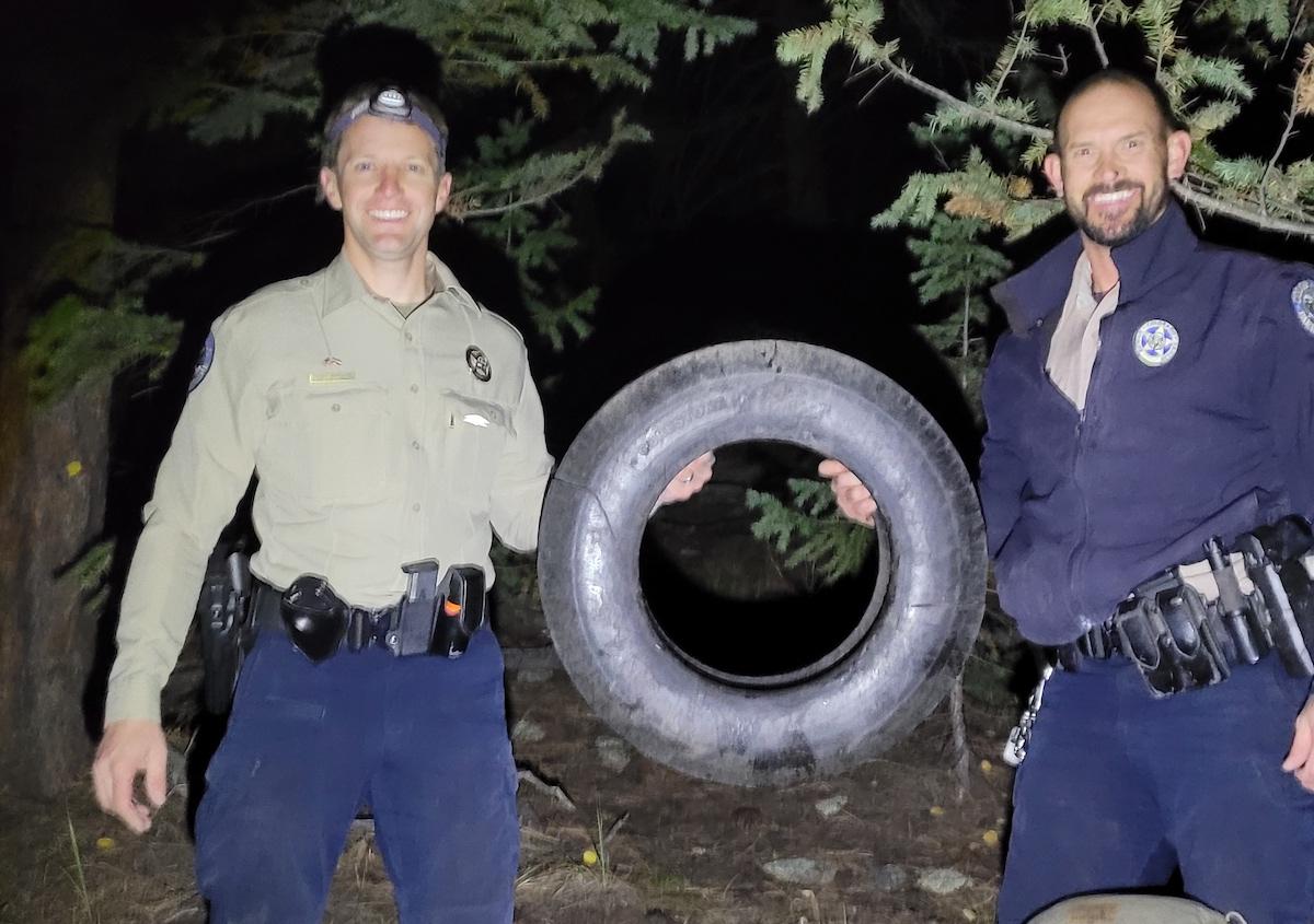 Elk With Tire Around His Neck