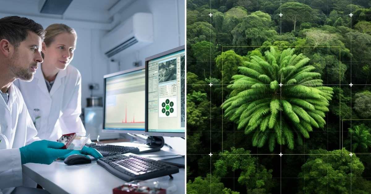 (L) Scientists using AI for a forest search (Representative Cover Image Source: Getty Images | Monty Rakusen) | (R) AI scanning for E.woodii in the Ngoye forest, South Africa. (Cover Image Source: Instagram | @lauracinti)