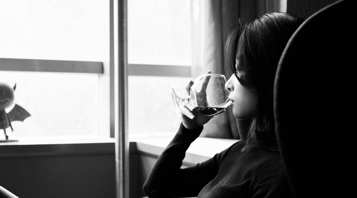 woman drinking wine