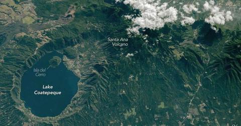 Lake Coatepeque captured by an astronaut aboard the International Space Station. (Cover Image Source: NASA Earth Observatory)