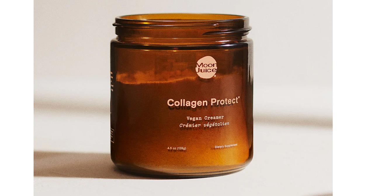 Moon Juice Collagen Protect vegan collagen powder in a glass tub