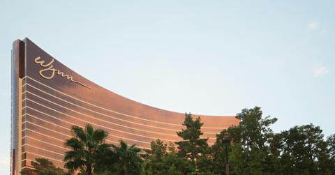 The Wynn Las Vegas building is pictured behind a collection of trees.