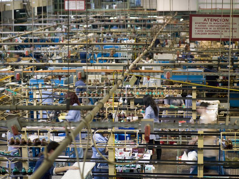 Stock photo of a clothing factory from an overhead point of view. 