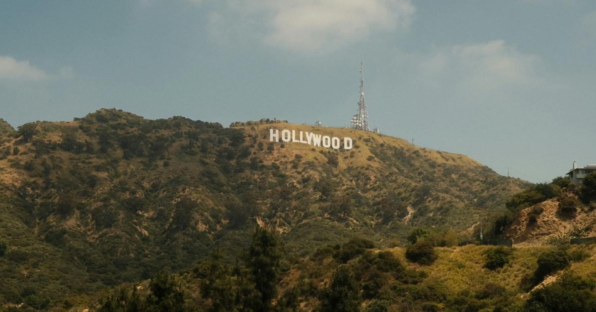 The Hollywood sign in California from a distance