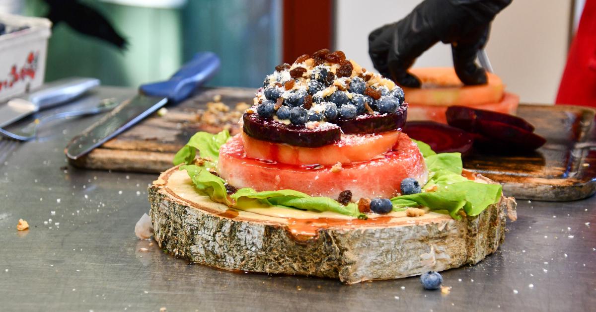 The Bear-y Fruit Tartare treat developed and prepared by Chef Priyanka Naik for rescue bears at Four Paws's Bear Sanctuary Müritz in Germany