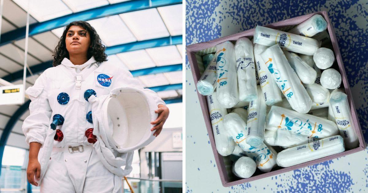 (L) A woman astronaut in NASA. (R) A box full of tampons. (Representative Cover Image Source: Pexels | (L) T Leish, (R) Skylar Kang)