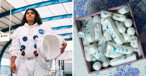 (L) A woman astronaut in NASA. (R) A box full of tampons. (Representative Cover Image Source: Pexels | (L) T Leish, (R) Skylar Kang)