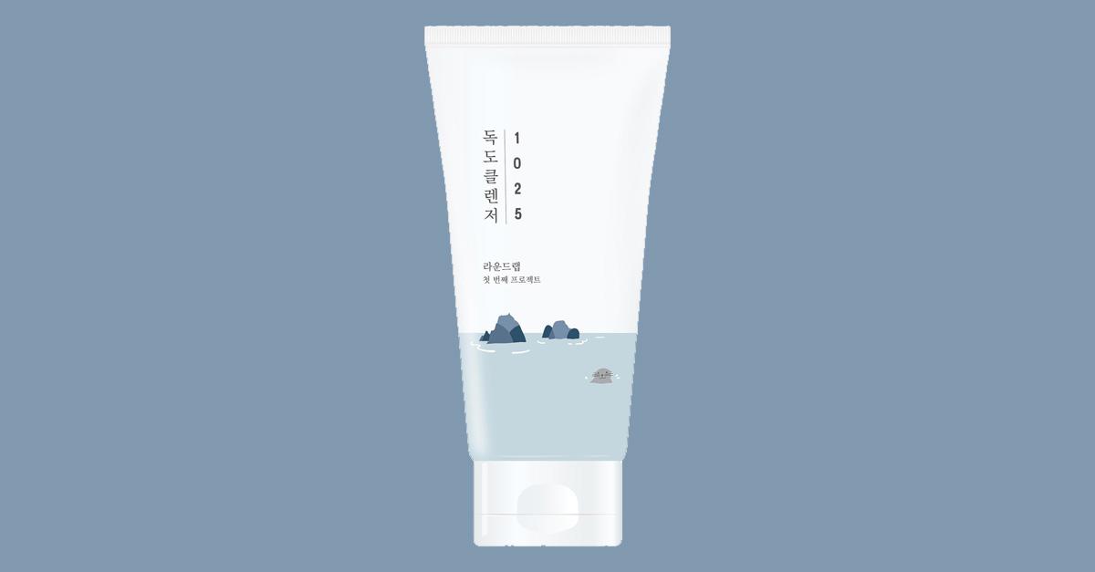 Korean beauty water-based cleanser in a white tube with blue background