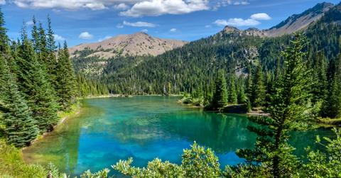 Grand Lake is pictured from the Grand Ridge Trail near Sequim, Washington in Olympic National Park.